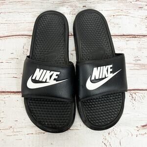 NIKE Black and White Slide Sandals